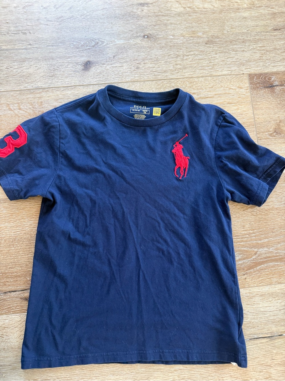 Polo by Ralph Lauren Navy Short Sleeve Tee with Red Pony & Sleeve Patch